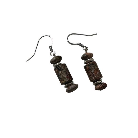 Jasper Stone Earrings with Pierced Hooks - Picture 2 of 4